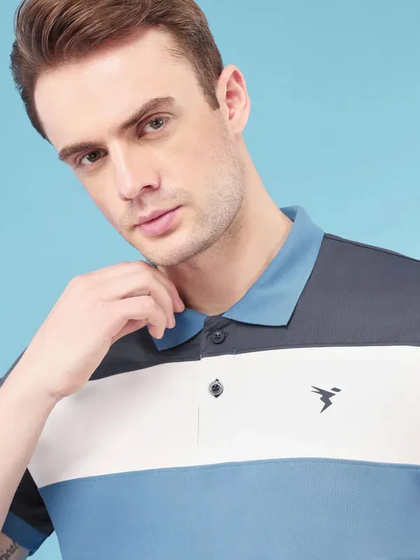 Men Colorblock Slim Fit Polo T-shirt with TECHNO COOL 