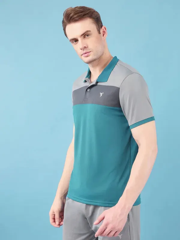 Men Colorblock Slim Fit Polo T-shirt with TECHNO COOL 