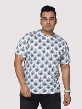 Men Plus Size Ethinic Pattern Digital Printed Round Neck T-Shirt