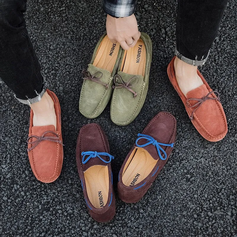 Men Shoes Suede Leather Loafers Men Slip on Walking Driving Shoes Moccasin Soft Comfortable Summer Casual Shoes Lightweight Flat