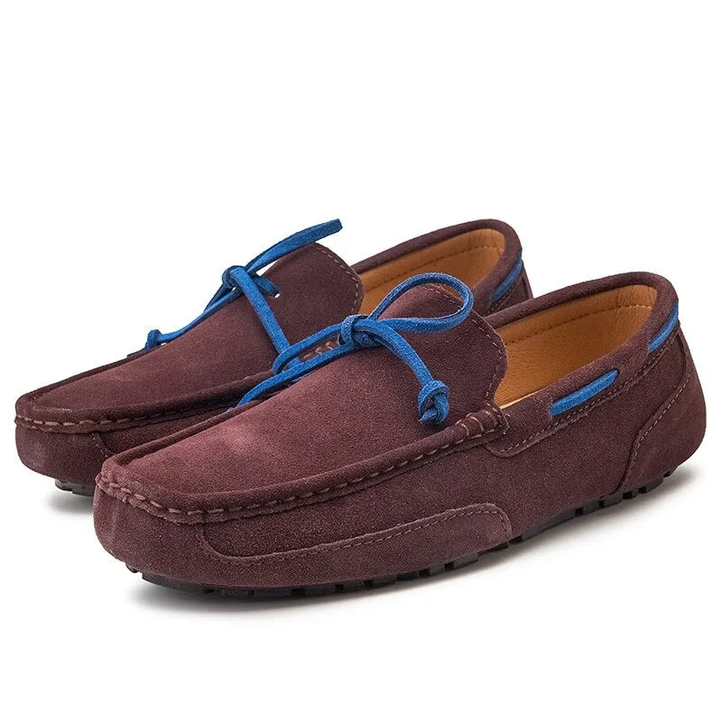 Men Shoes Suede Leather Loafers Men Slip on Walking Driving Shoes Moccasin Soft Comfortable Summer Casual Shoes Lightweight Flat