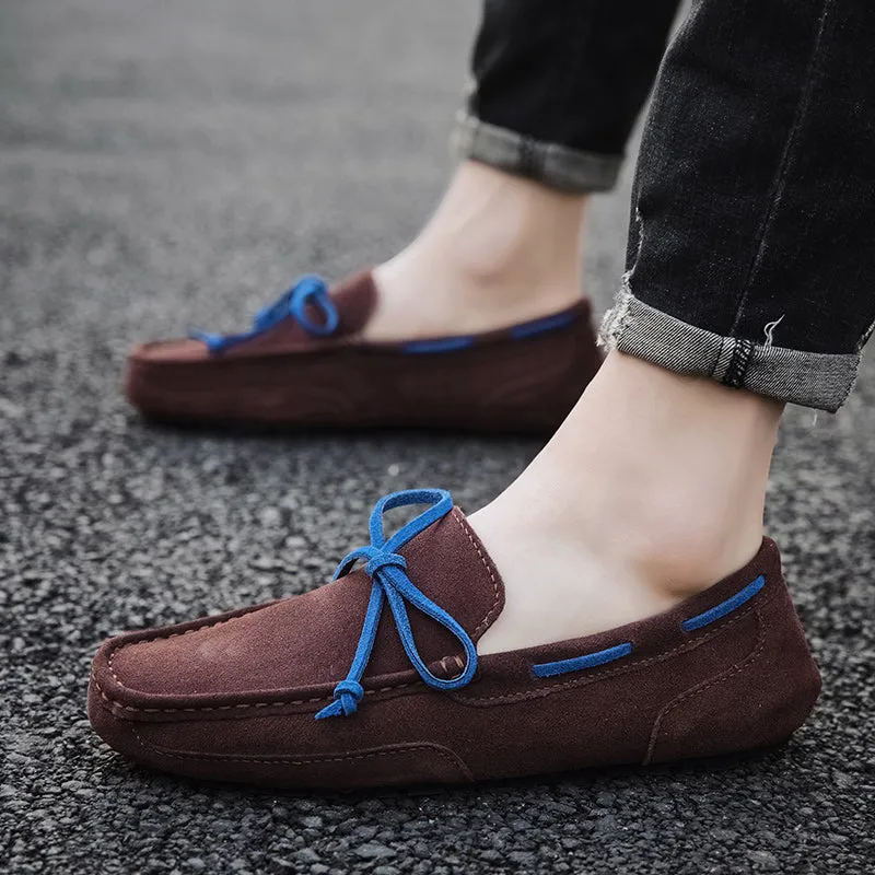 Men Shoes Suede Leather Loafers Men Slip on Walking Driving Shoes Moccasin Soft Comfortable Summer Casual Shoes Lightweight Flat