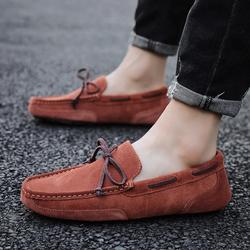 Men Shoes Suede Leather Loafers Men Slip on Walking Driving Shoes Moccasin Soft Comfortable Summer Casual Shoes Lightweight Flat