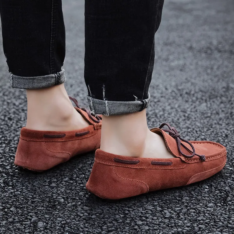 Men Shoes Suede Leather Loafers Men Slip on Walking Driving Shoes Moccasin Soft Comfortable Summer Casual Shoes Lightweight Flat