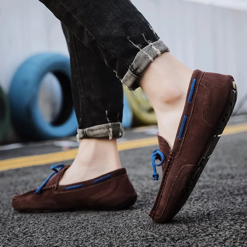 Men Shoes Suede Leather Loafers Men Slip on Walking Driving Shoes Moccasin Soft Comfortable Summer Casual Shoes Lightweight Flat