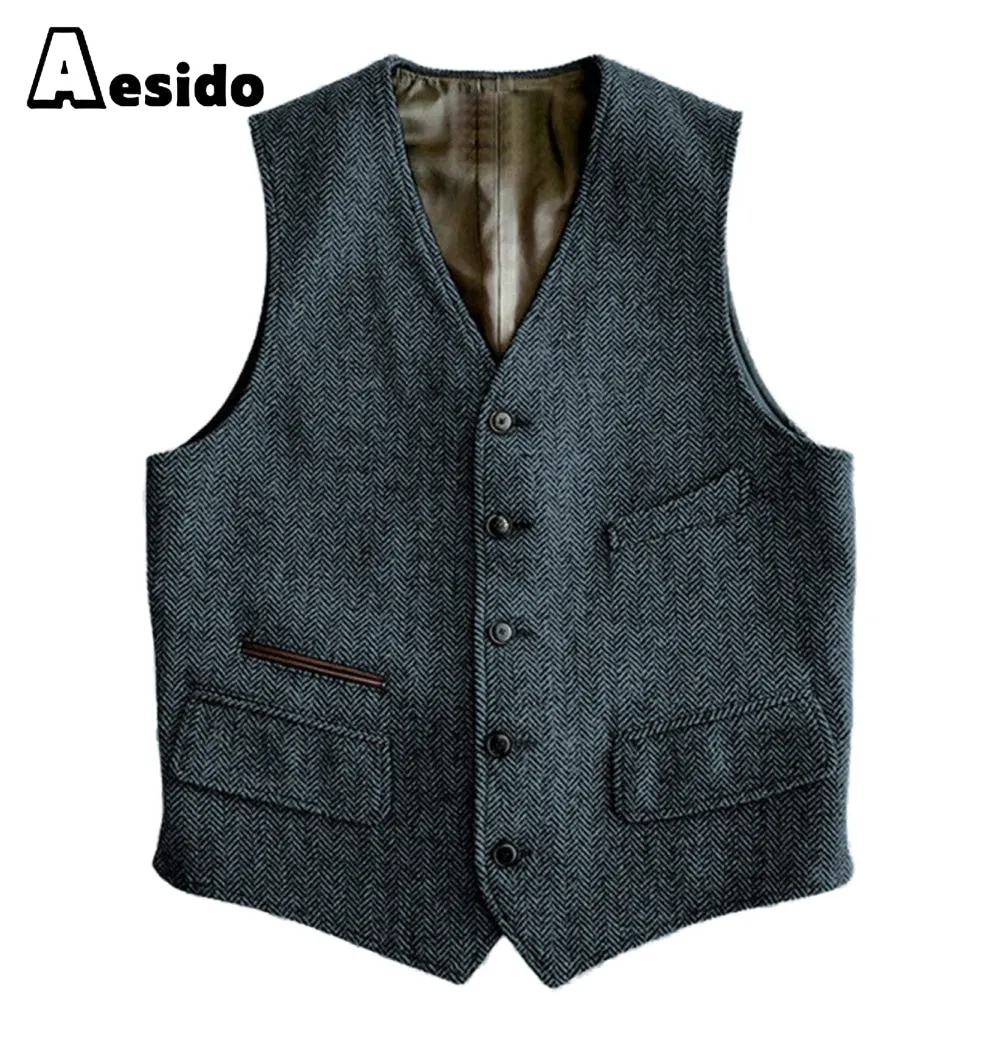 Men Single Breaste V Neck Waistcoat