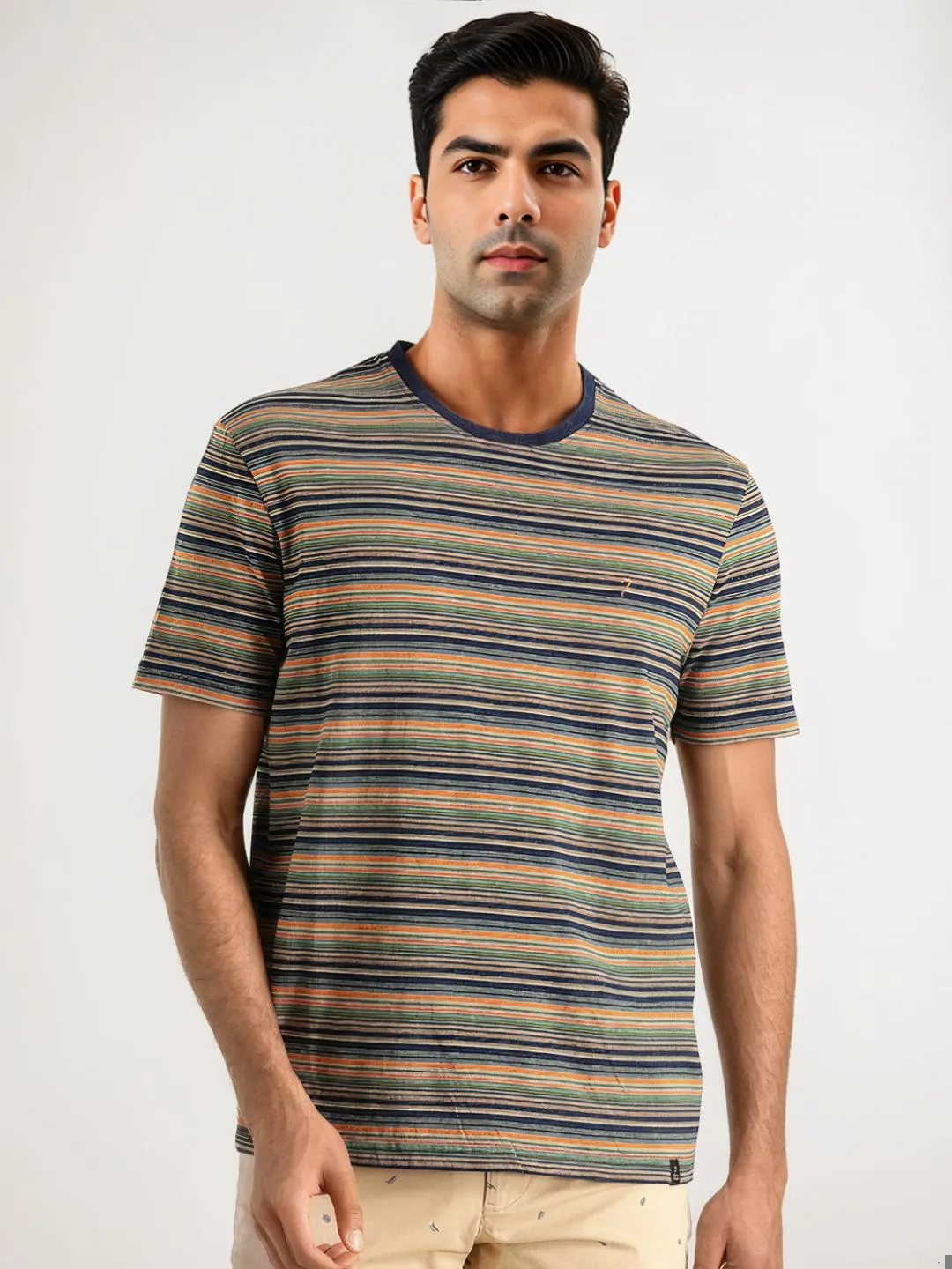 Men Striped Crew Neck T-Shirt