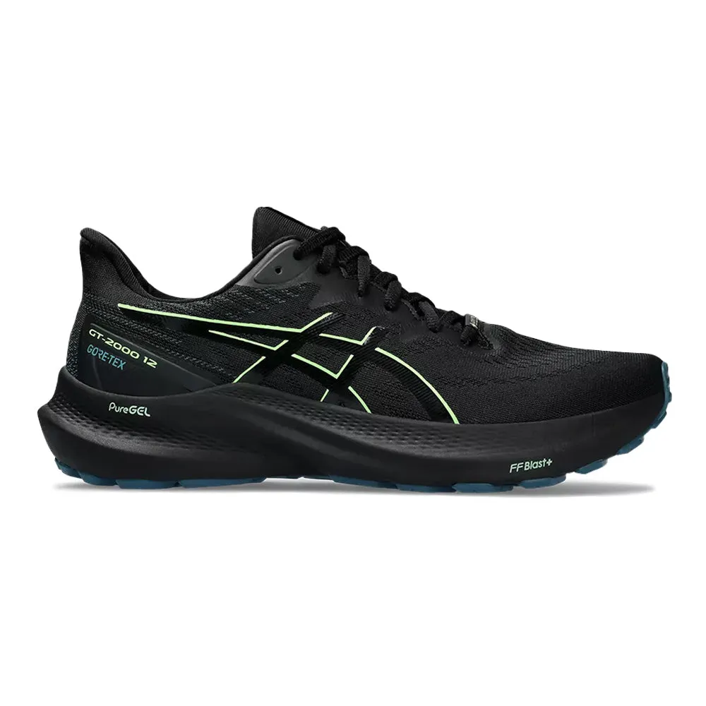 Men's Asics GT-2000 12 GTX, Black/Illuminate Green, 11.5 D Medium