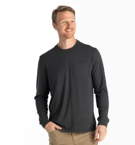 Men's Bamboo Flex Long Sleeve Pocket Tee - Black Sand