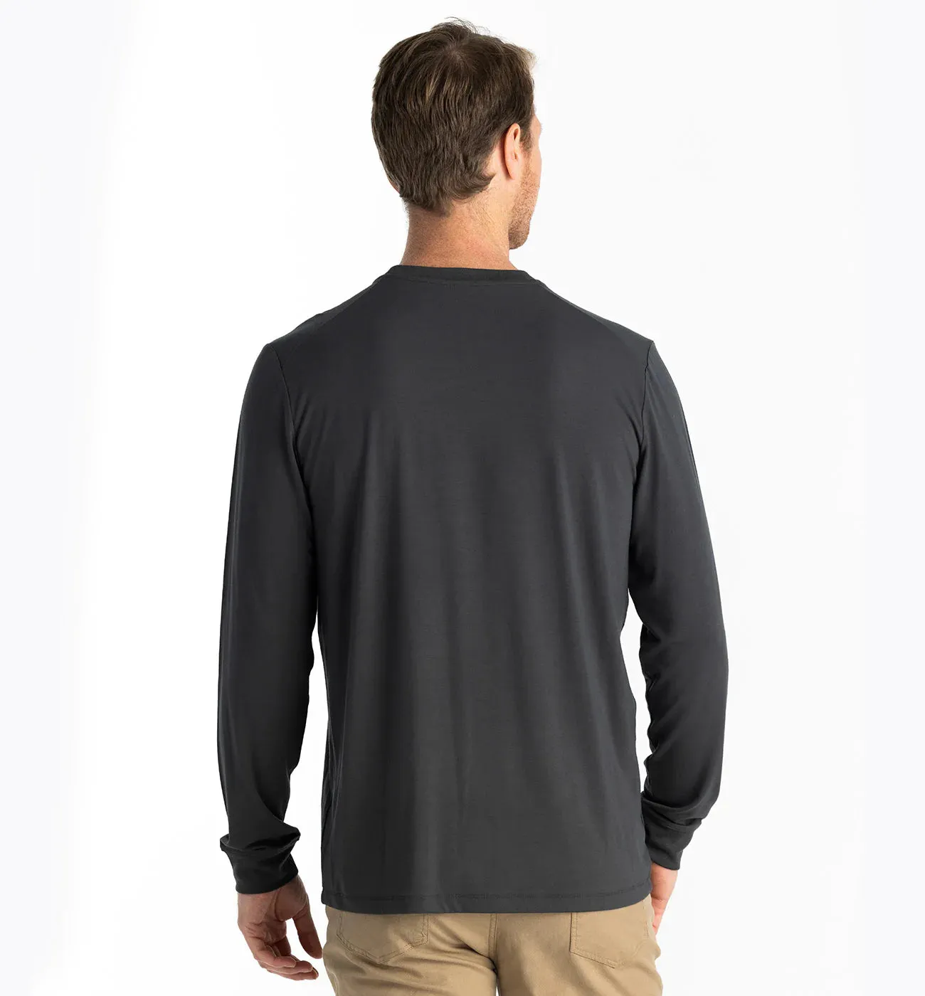 Men's Bamboo Flex Long Sleeve Pocket Tee - Black Sand