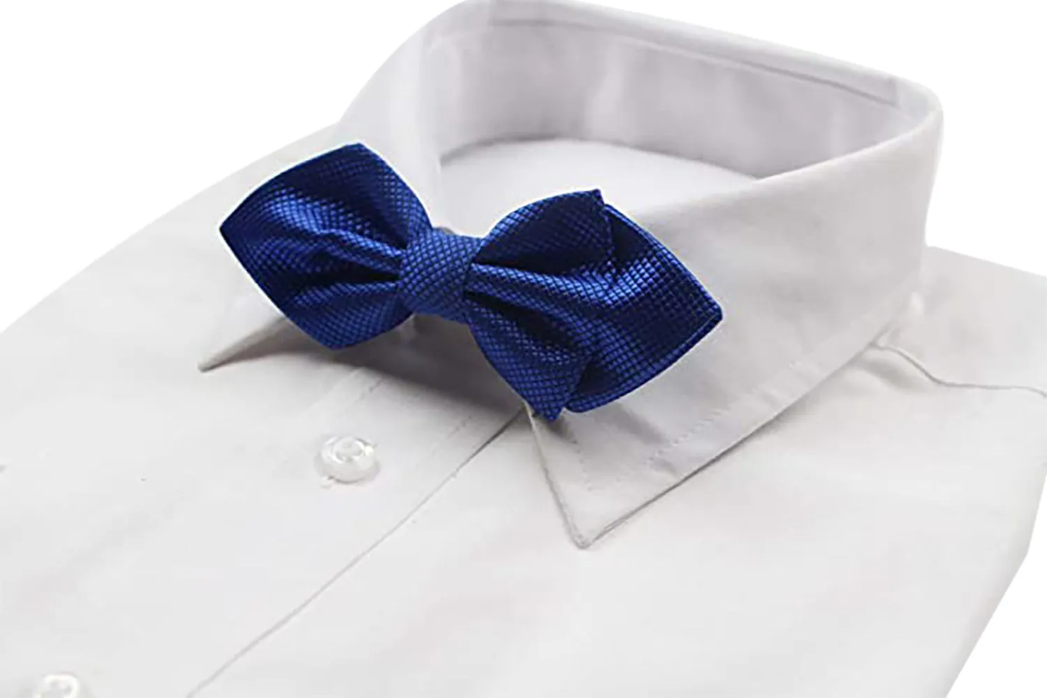 Mens Blue Diamond Shaped Checkered Bow Tie