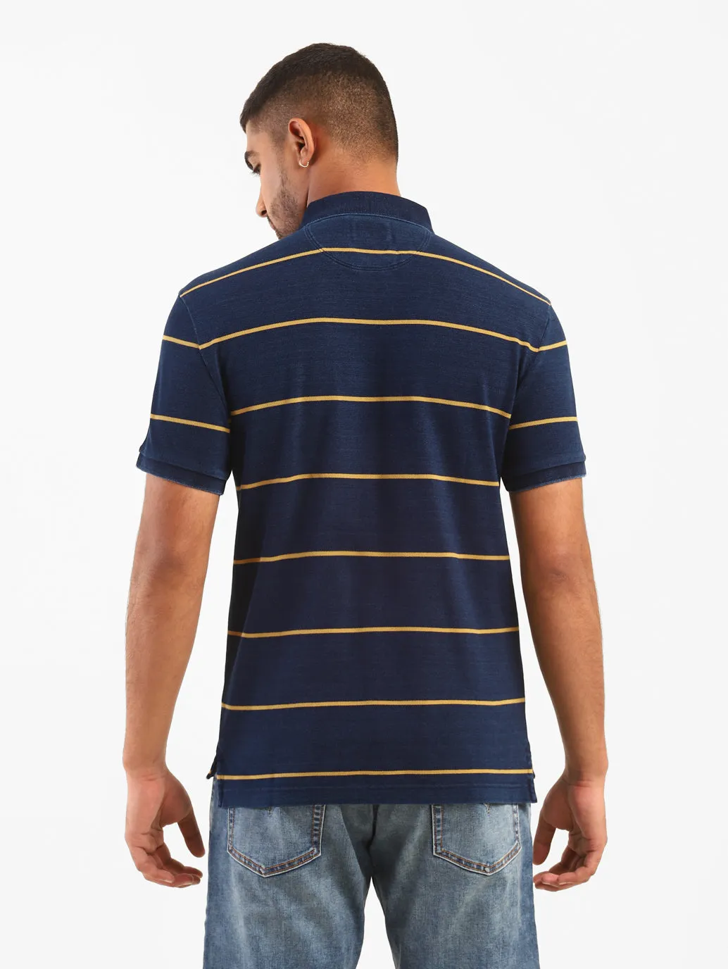 Men's Blue Polo Collar T-Shirt