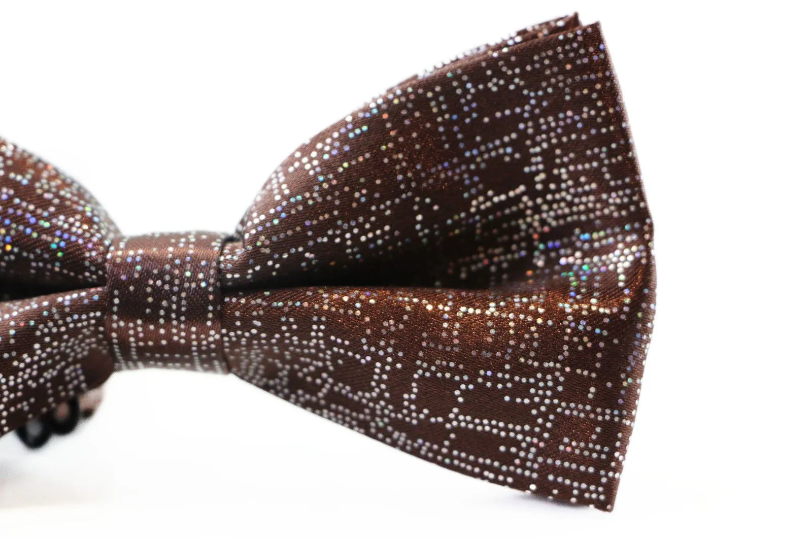 Mens Brown Sparkly Glitter Patterned Bow Tie