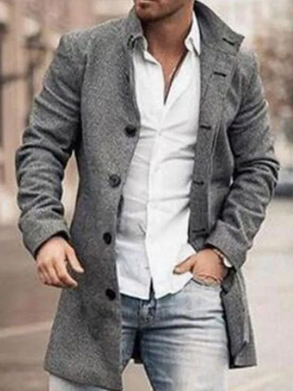 Men's Button Down Woolen Coat