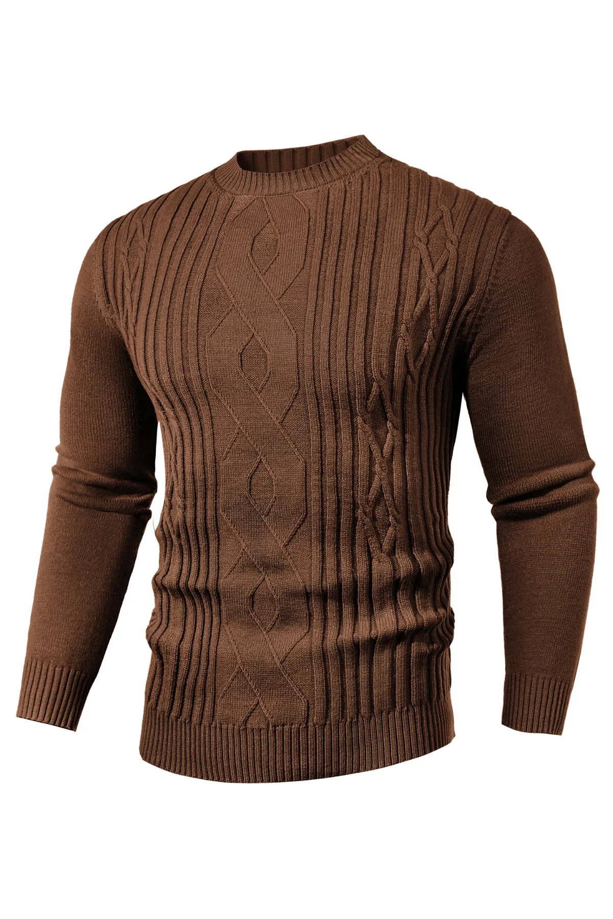 Mens Cable Knit Pullover Sweater Vintage Crewneck Warm Casual Sweaters