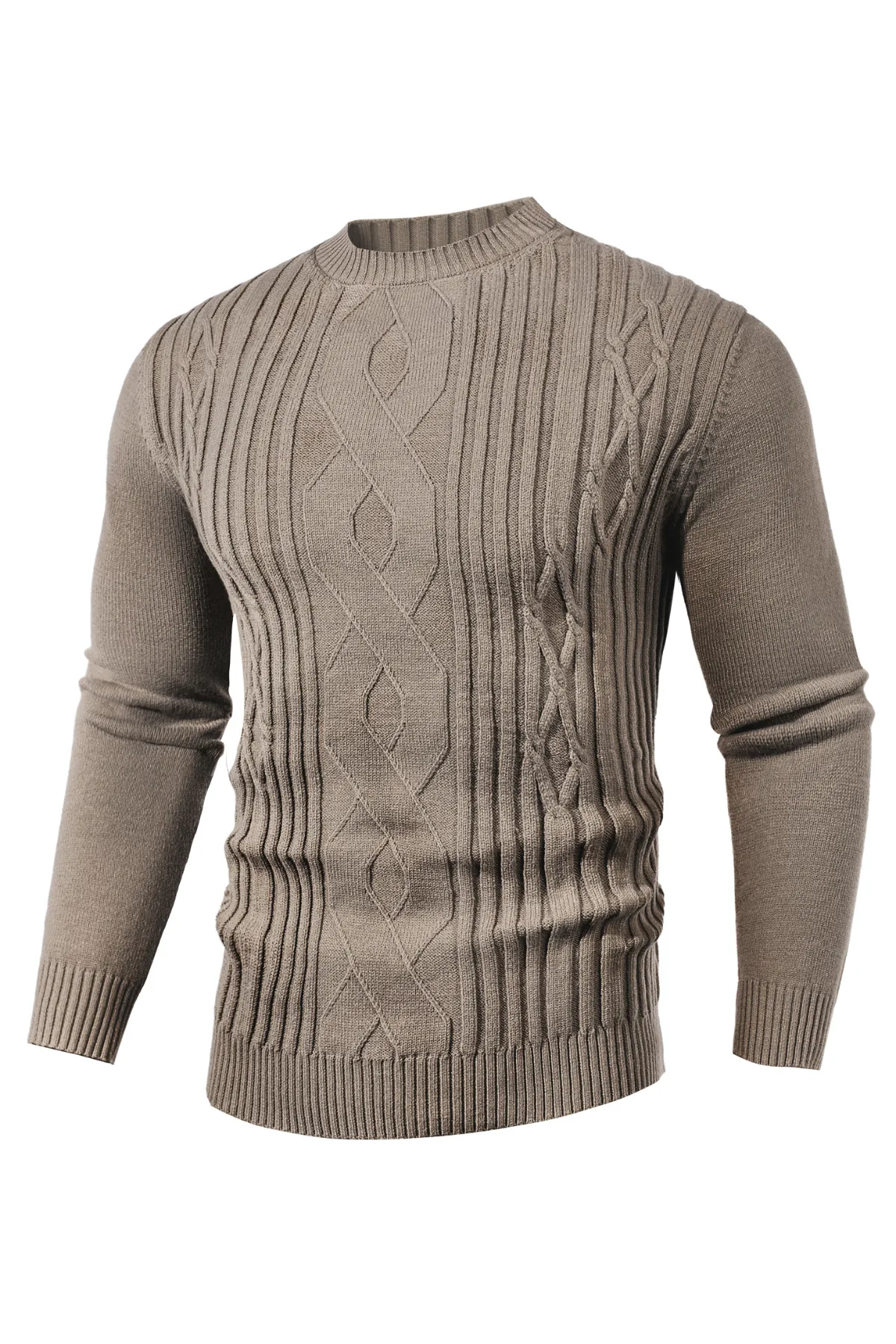 Mens Cable Knit Pullover Sweater Vintage Crewneck Warm Casual Sweaters