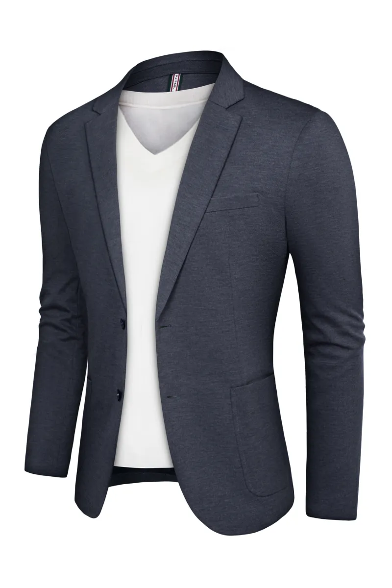 Mens Casual Knit Blazer Two Button Unlined Stretch Sport Coat Suit