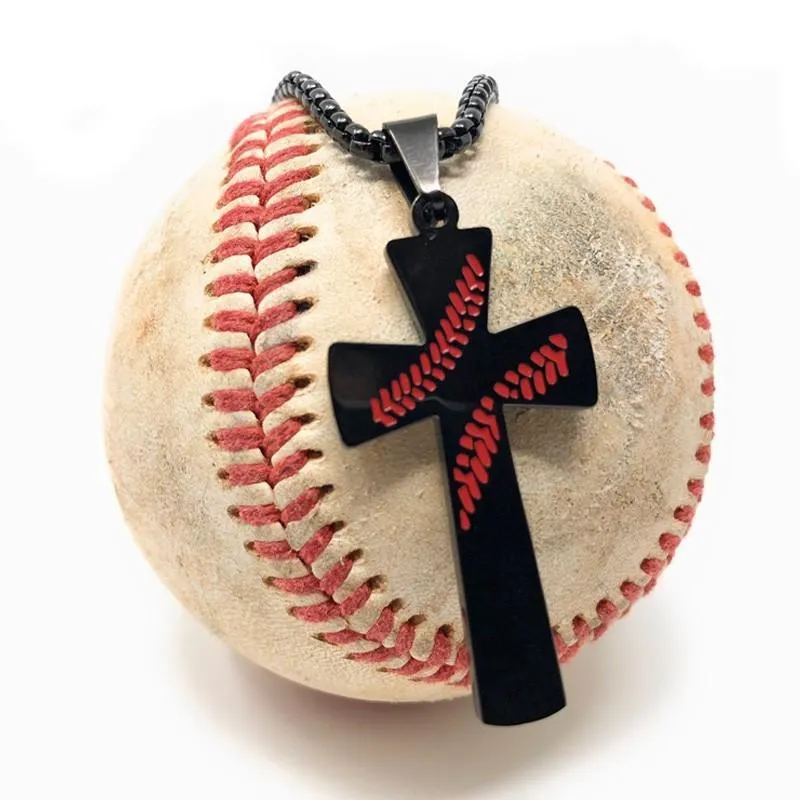 Men's Christian Necklace <br> I  Can Do All Things Baseball (Black)