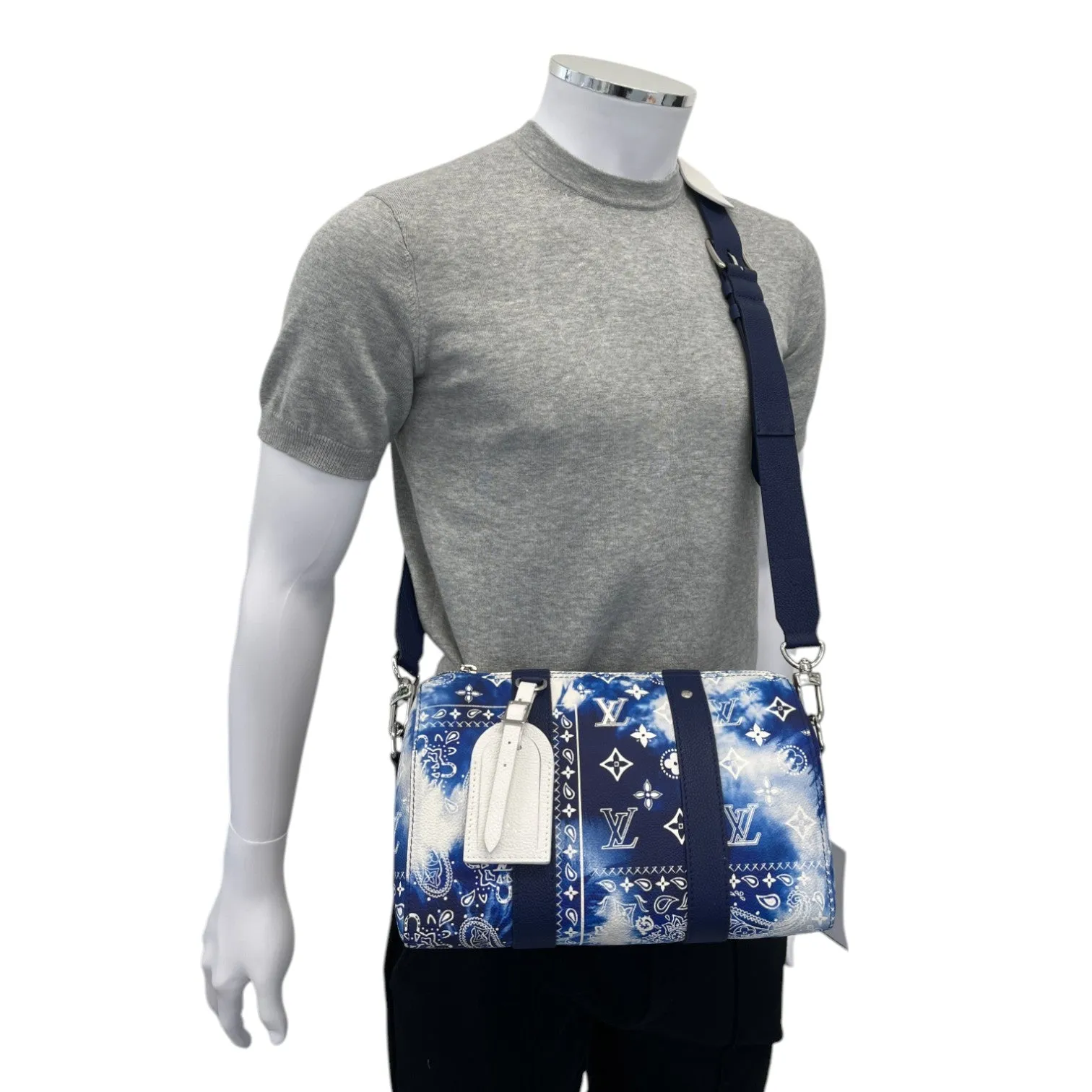 Men's City Keepall Monogram Bandana Messenger Bag Blue