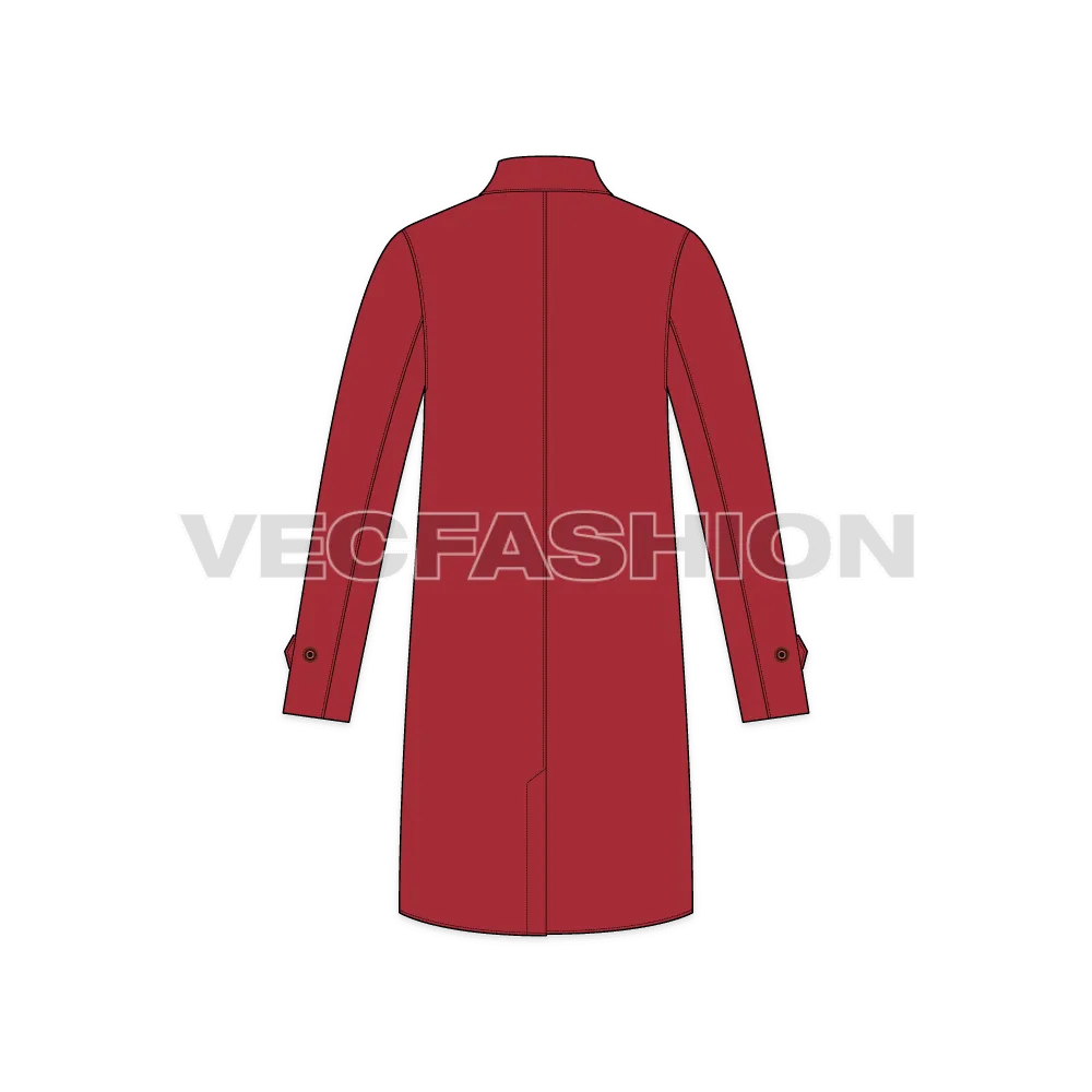 Mens Classic Raincoat Vector Template