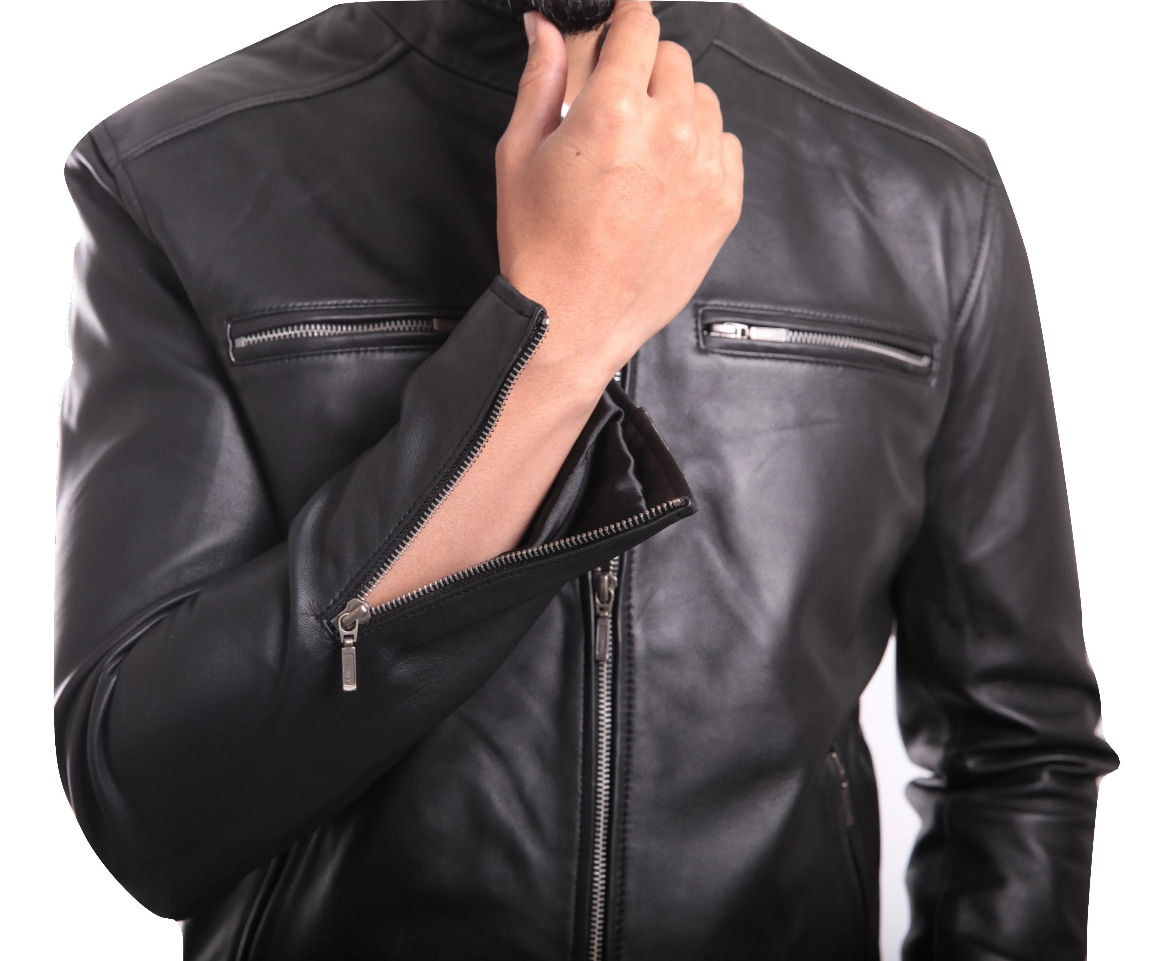 Mens Corporate Leather Jacket Black - Discounted