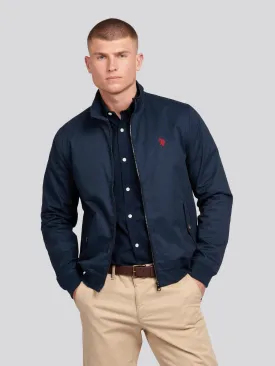 Mens Cotton Twill Harrington Jacket in Dark Sapphire Navy / Haute Red DHM