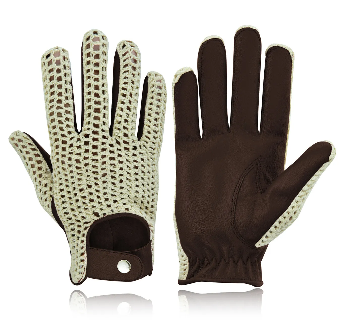 Mens Crochet Leather Driving Gloves