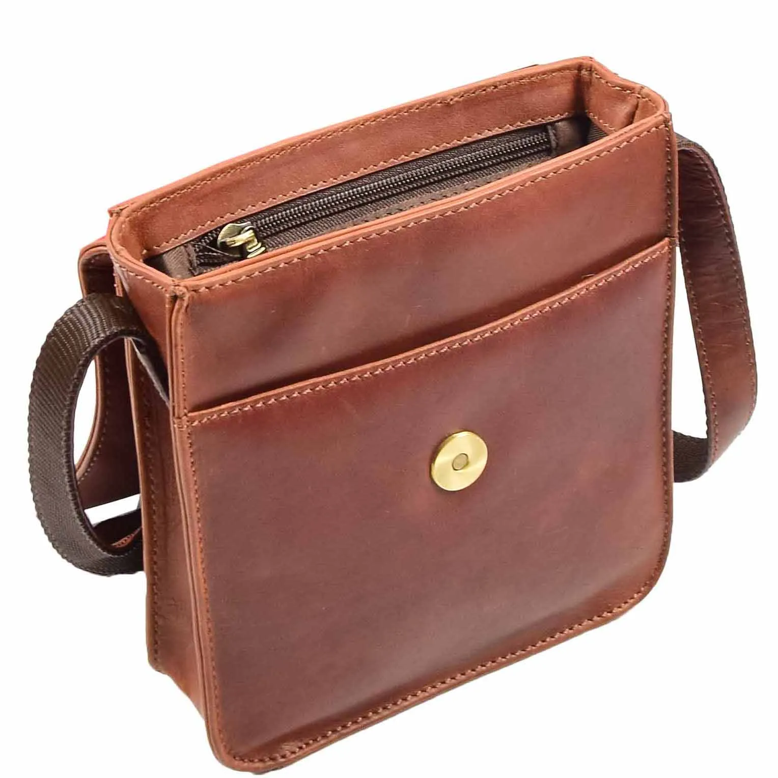 Mens Cross Body Shoulder Bag Leather BOWER Tan