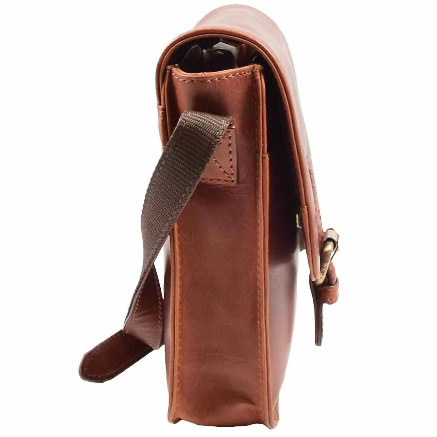 Mens Cross Body Shoulder Bag Leather BOWER Tan