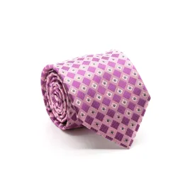 Mens Dads Classic Fuchsia Geometric Pattern Business Casual Necktie & Hanky Set E-5