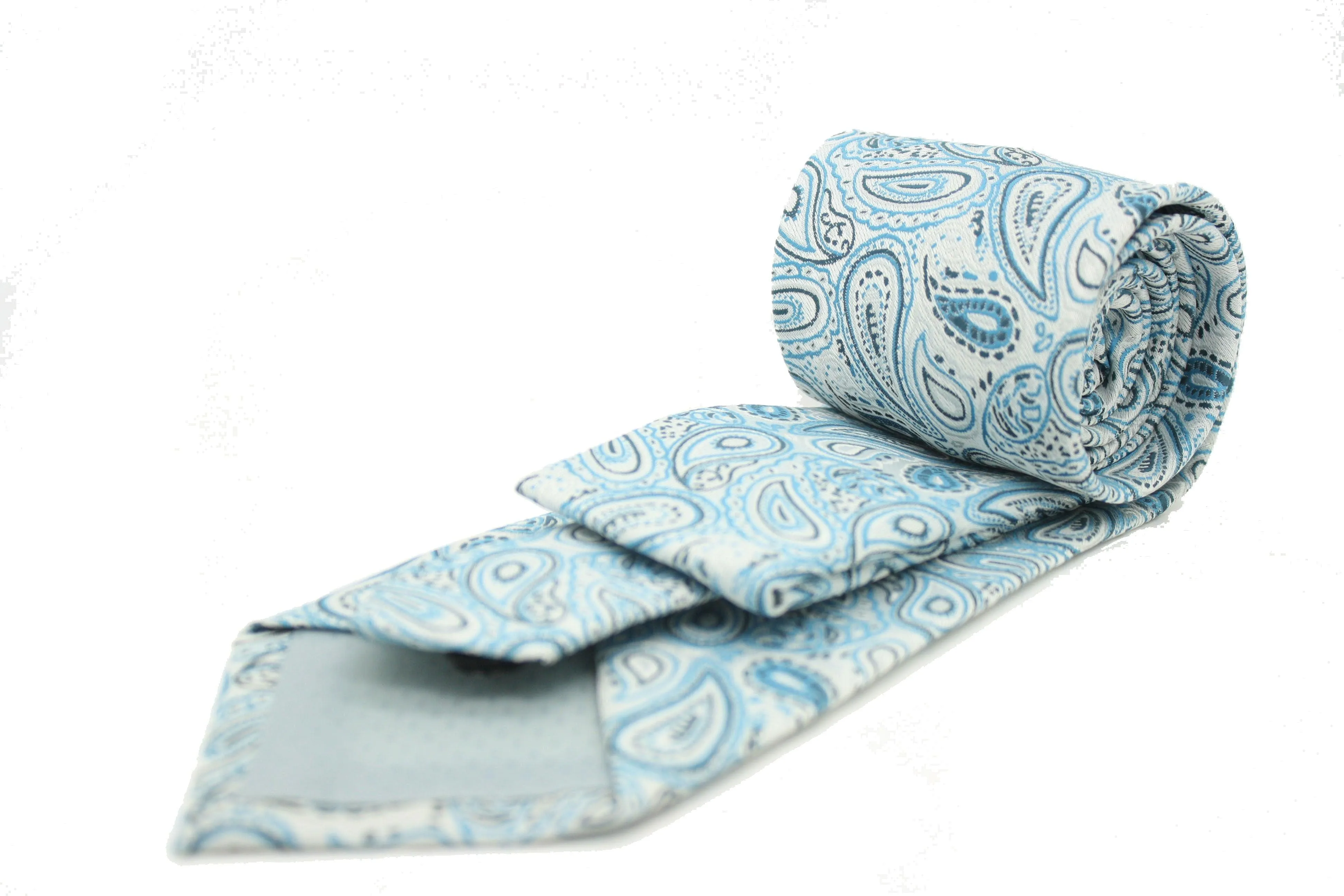 Mens Dads Classic Turquoise Paisley Pattern Business Casual Necktie & Hanky Set GF-5