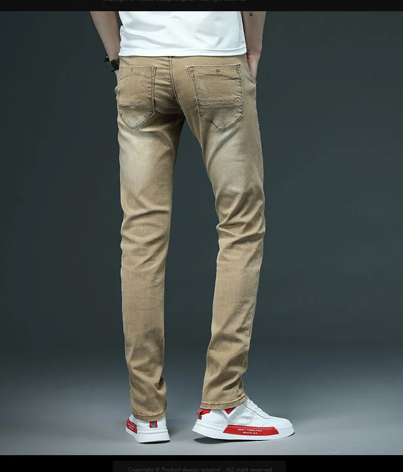 Men's Denim Jeans Solid Skinny Stretch Casual Slim Jeans - MJN0062