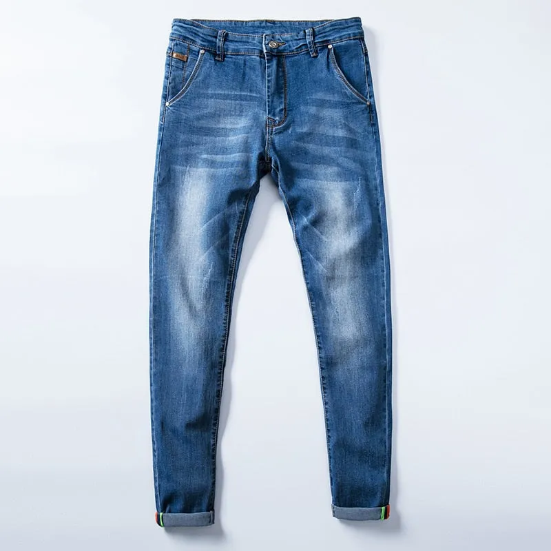 Men's Denim Jeans Solid Skinny Stretch Casual Slim Jeans - MJN0062