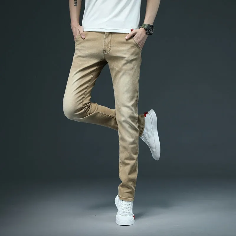 Men's Denim Jeans Solid Skinny Stretch Casual Slim Jeans - MJN0062