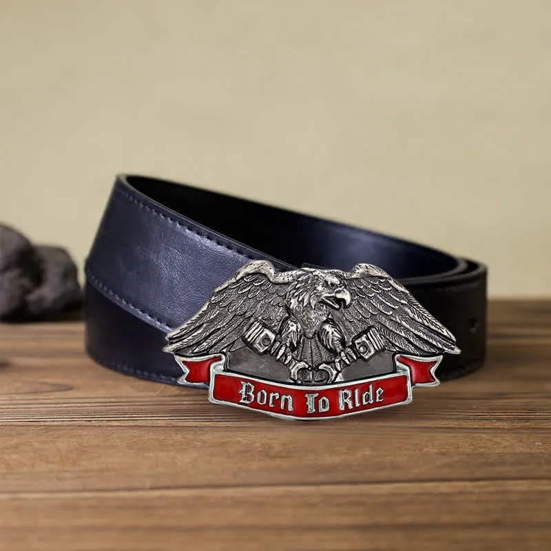 Men's DIY Born To Ride Eagle Buckle Leather Belt