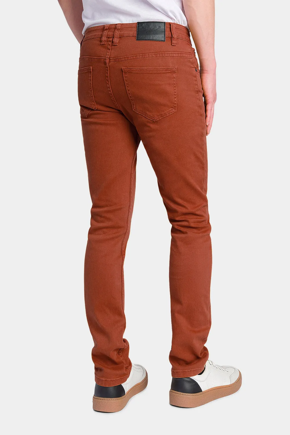 Men's Essential Skinny Fit Colored Jeans (Burnt Orange)