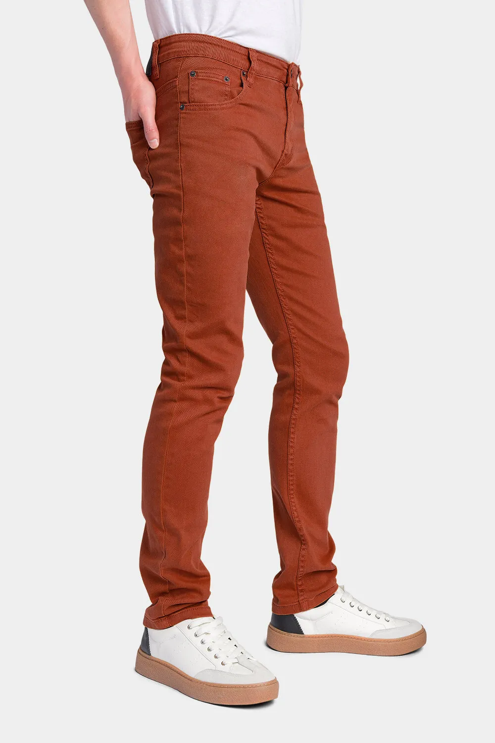 Men's Essential Skinny Fit Colored Jeans (Burnt Orange)