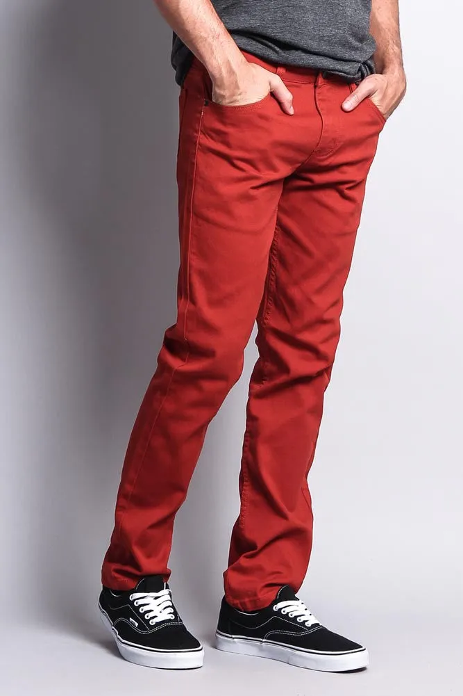 Men's Essential Skinny Fit Colored Jeans (Burnt Orange)