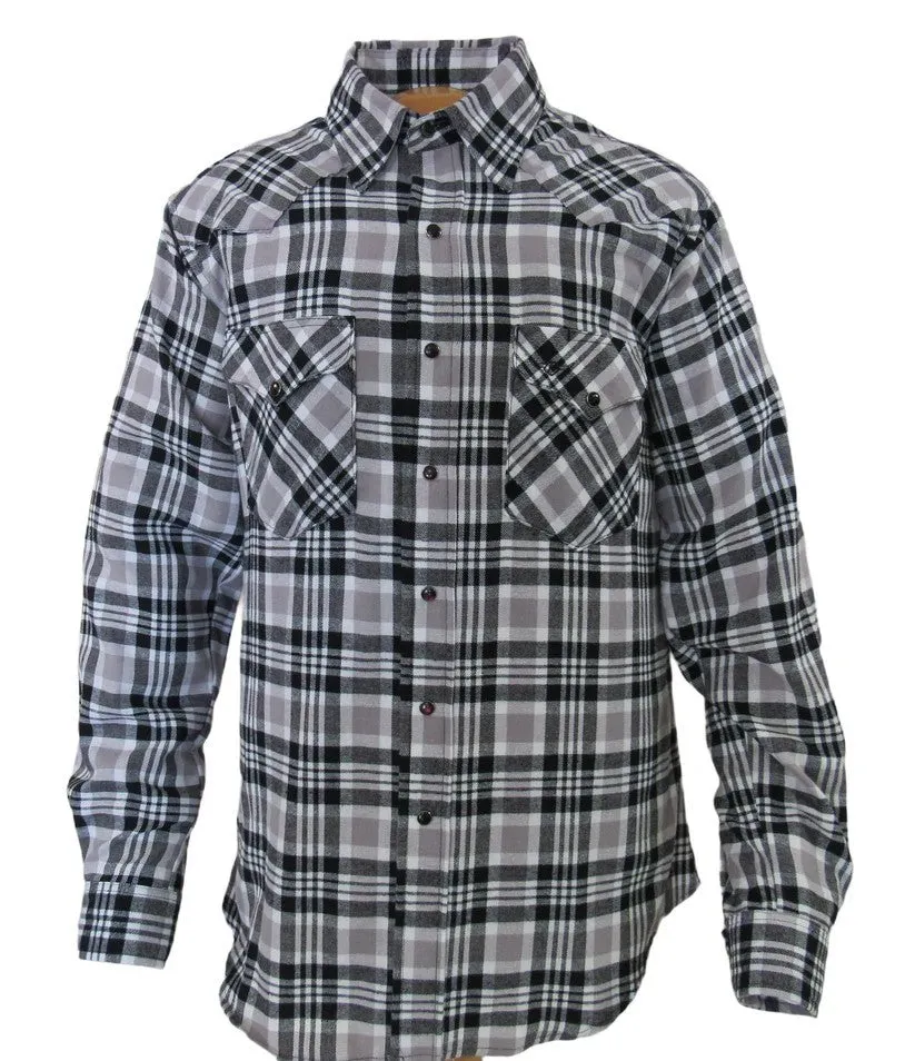 Men's Flannel Western Shirt - Cloud Gray Plaid