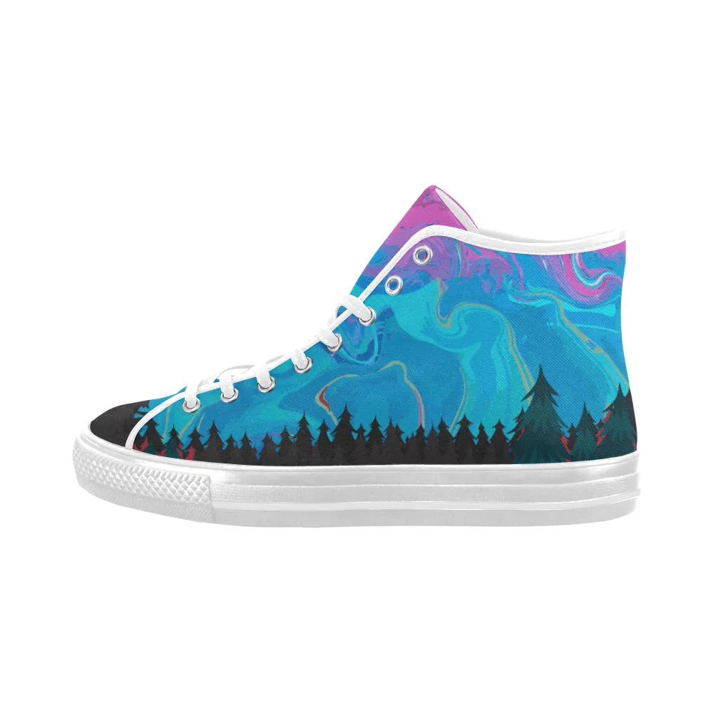 Men's Flying Santa Print Canvas High Top Shoes