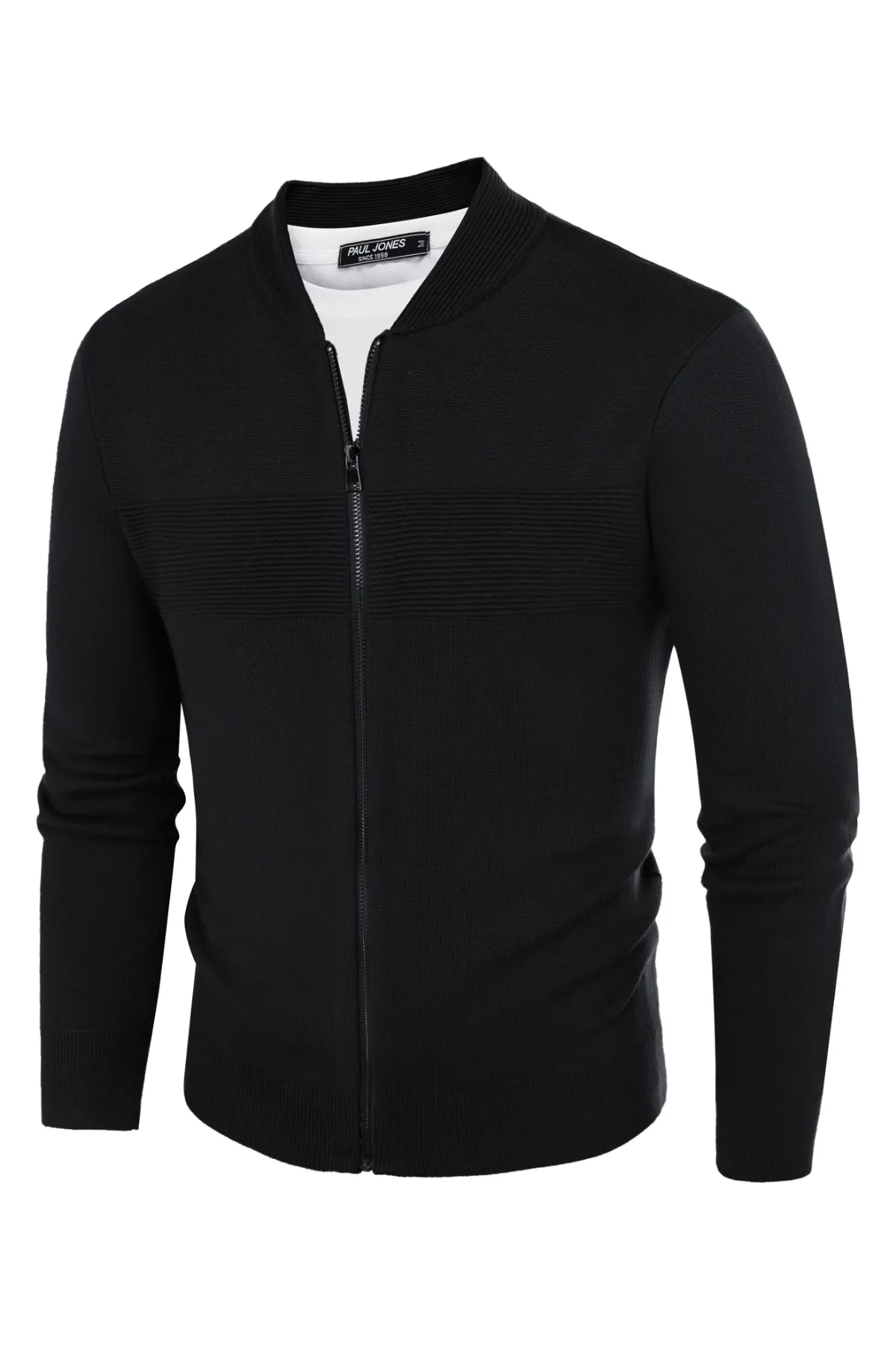 Men's Full Zip Up Sweater Casual Stand Collar Cardigan Lightweight Knit Jacket