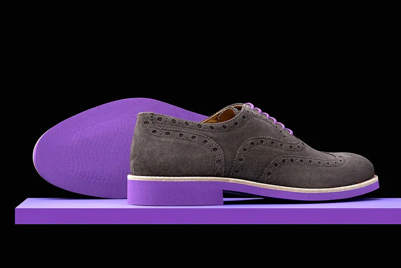 Mens Grey & Purple Suede Wingtip Dress Shoes - Size 8