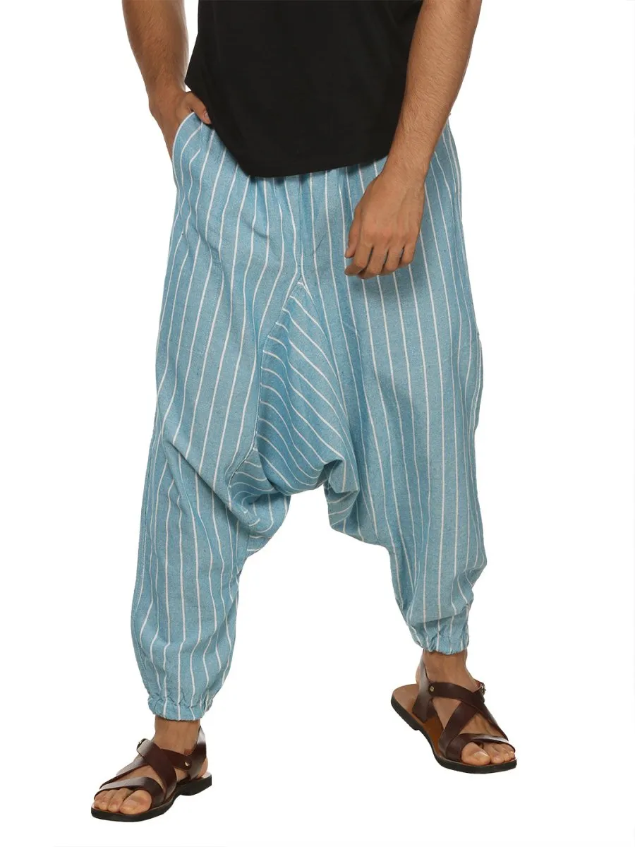 Men's Harem Pack of 2 | Dark Blue and Blue Stripes | Fits Waist Size 28 to 36 Inches