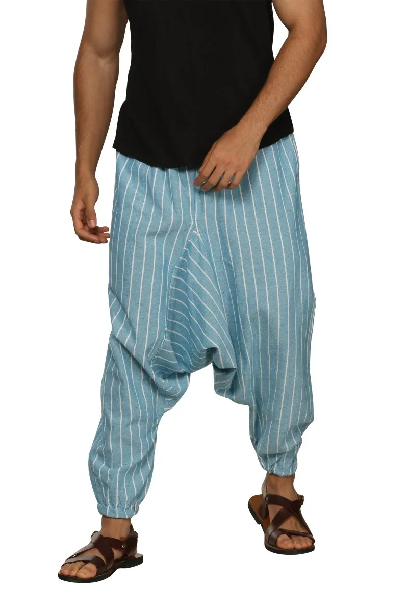 Men's Harem Pack of 2 | Dark Blue and Blue Stripes | Fits Waist Size 28 to 36 Inches