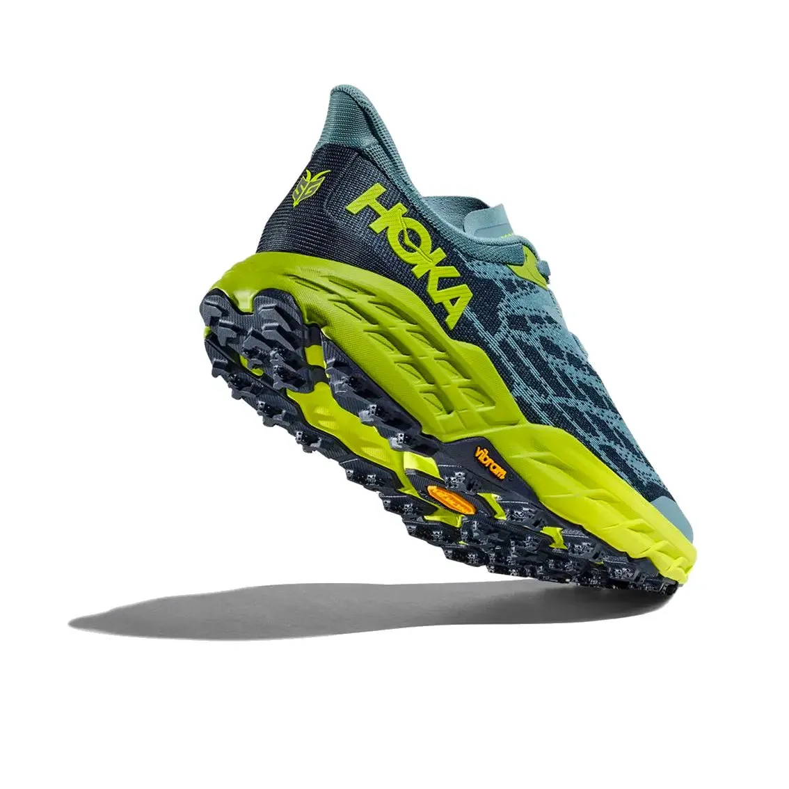 Mens Hoka Speedgoat 5 (Wide) - Stone Blue / Dark Citron