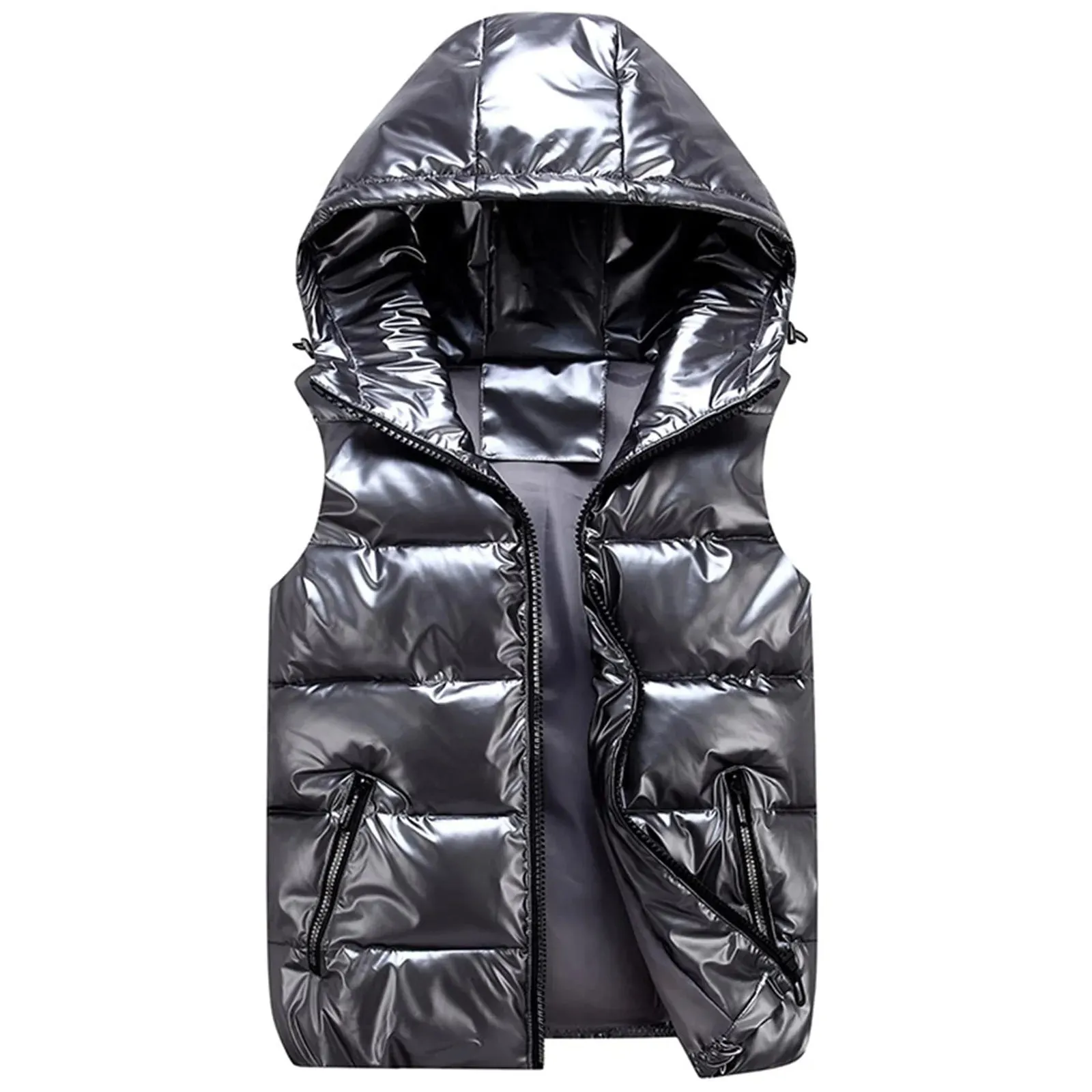 Men‘s Jackets Winter Warm Thicken Windproof Coat Fashion Hoodie Parkas Sleeveless Spring Cotton Padded Jackets Oversized