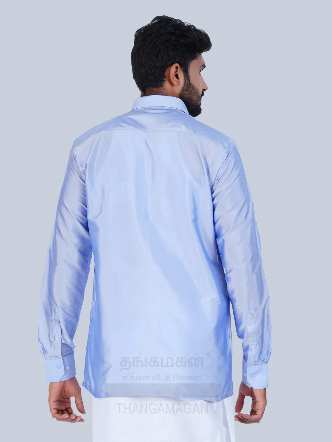 Men's Karishma Fullhand Shirt Only Steel Blue  - Thangamagan