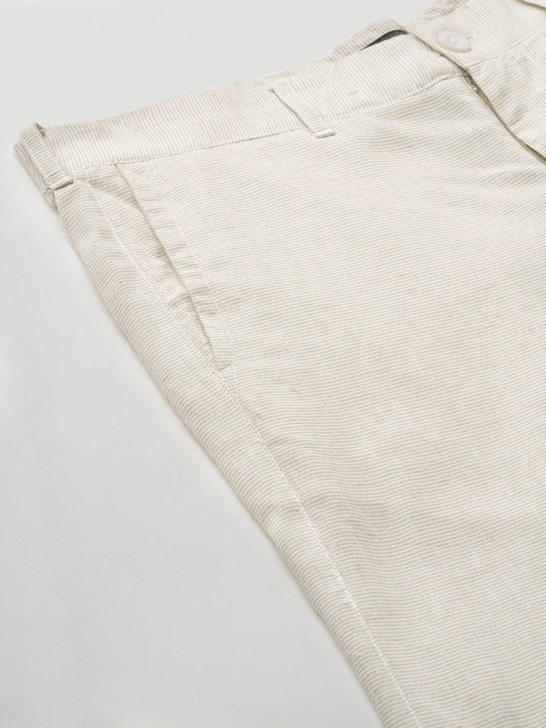 Men's Khaki Viscose Linen Regular Fit Shorts