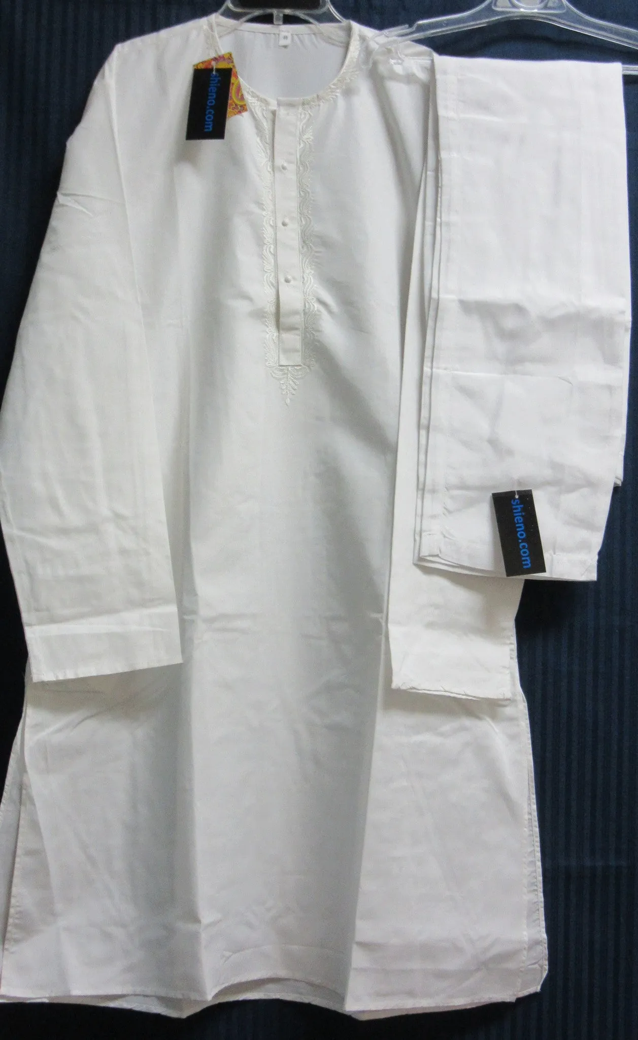 Men's Kurta 7110 White Cotton Kurta Pajama Shieno