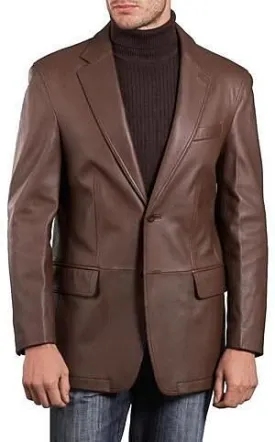 Mens Lambskin Choco Brown Leather Blazer